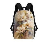 sinyumoney 3D Printed Children's 17inch Flowers Beige Color Themed School Backpack High Capacity Travel Book School Bags for Boys Elementary And Middle School Students
