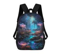 sinyumoney 3D Printed Children's 17inch Flowers in The Dark School Backpack High Capacity Travel Book School Bags for Boys Elementary And Middle School Students