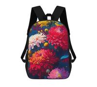 sinyumoney 3D Printed Children's 17inch Flowers Mom Chrysanthemum School Backpack High Capacity Travel Book School Bags for Boys Elementary And Middle School Students