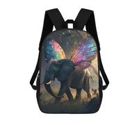 sinyumoney 3D Printed Children's 17inch Flying Elephant With Wings School Backpack High Capacity Travel Book School Bags for Boys Elementary And Middle School Students