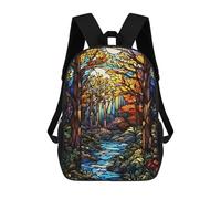 sinyumoney 3D Printed Children's 17inch Forests of Gold School Backpack High Capacity Travel Book School Bags for Boys Elementary And Middle School Students