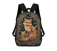 sinyumoney 3D Printed Children's 17inch Fox Family in Forest-1 School Backpack High Capacity Travel Book School Bags for Boys Elementary And Middle School Students