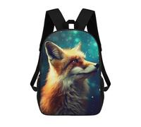 sinyumoney 3D Printed Children's 17inch Fox Galaxy School Backpack High Capacity Travel Book School Bags for Boys Elementary And Middle School Students