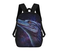 sinyumoney 3D Printed Children's 17inch Galactic Crocodile Art Print-10 School Backpack High Capacity Travel Book School Bags for Boys Elementary And Middle School Students