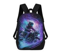 sinyumoney 3D Printed Children's 17inch Galactic Motorcycle Ride -1 School Backpack High Capacity Travel Book School Bags for Boys Elementary And Middle School Students