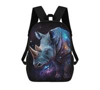 sinyumoney 3D Printed Children's 17inch Galactic Rhino Cosmic Art Print School Backpack High Capacity Travel Book School Bags for Boys Elementary And Middle School Students