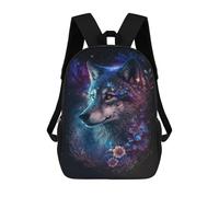 sinyumoney 3D Printed Children's 17inch Galactic Wolf Portrait School Backpack High Capacity Travel Book School Bags for Boys Elementary And Middle School Students