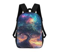 sinyumoney 3D Printed Children's 17inch Galaxy Tree Wallpaper School Backpack High Capacity Travel Book School Bags for Boys Elementary And Middle School Students