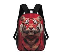 sinyumoney 3D Printed Children's 17inch Geometric Tiger Art Print School Backpack High Capacity Travel Book School Bags for Boys Elementary And Middle School Students