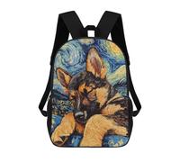 sinyumoney 3D Printed Children's 17inch German Shepherd Puppy School Backpack High Capacity Travel Book School Bags for Boys Elementary And Middle School Students