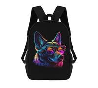 sinyumoney 3D Printed Children's 17inch German Shepherd School Backpack High Capacity Travel Book School Bags for Boys Elementary And Middle School Students