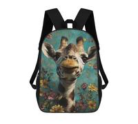 sinyumoney 3D Printed Children's 17inch Giraffe Floral Background School Backpack High Capacity Travel Book School Bags for Boys Elementary And Middle School Students