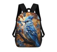 sinyumoney 3D Printed Children's 17inch Glowing Blue Jay School Backpack High Capacity Travel Book School Bags for Boys Elementary And Middle School Students
