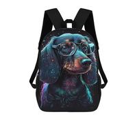 sinyumoney 3D Printed Children's 17inch Glowing Dog Glasses Art Print School Backpack High Capacity Travel Book School Bags for Boys Elementary And Middle School Students