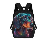 sinyumoney 3D Printed Children's 17inch Glowing Galaxy Dog Art Print School Backpack High Capacity Travel Book School Bags for Boys Elementary And Middle School Students