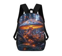 sinyumoney 3D Printed Children's 17inch Glowing Mushroom Forest School Backpack High Capacity Travel Book School Bags for Boys Elementary And Middle School Students