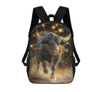 sinyumoney 3D Printed Children's 17inch Golden Bull Zodiac Artwork School Backpack High Capacity Travel Book School Bags for Boys Elementary And Middle School Students