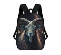 sinyumoney 3D Printed Children's 17inch Golden Horned Ram Portrait School Backpack High Capacity Travel Book School Bags for Boys Elementary And Middle School Students