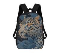 sinyumoney 3D Printed Children's 17inch Golden Leopard in Blue Jungle School Backpack High Capacity Travel Book School Bags for Boys Elementary And Middle School Students
