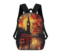 sinyumoney 3D Printed Children's 17inch Gothic Twilight London´s Dusk School Backpack High Capacity Travel Book School Bags for Boys Elementary And Middle School Students