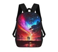 sinyumoney 3D Printed Children's 17inch Heart Couple Galaxy School Backpack High Capacity Travel Book School Bags for Boys Elementary And Middle School Students