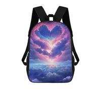 sinyumoney 3D Printed Children's 17inch Heart-Shaped Clouds in The Sky School Backpack High Capacity Travel Book School Bags for Boys Elementary And Middle School Students