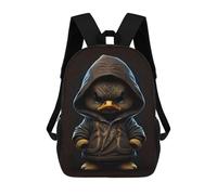 sinyumoney 3D Printed Children's 17inch Hoodie Angry Duck School Backpack High Capacity Travel Book School Bags for Boys Elementary And Middle School Students