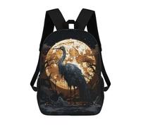 sinyumoney 3D Printed Children's 17inch Horror Black Stork School Backpack High Capacity Travel Book School Bags for Boys Elementary And Middle School Students