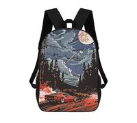 sinyumoney 3D Printed Children's 17inch Hunting Car School Backpack High Capacity Travel Book School Bags for Boys Elementary And Middle School Students