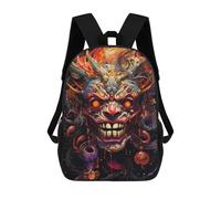 sinyumoney 3D Printed Children's 17inch Japanese Demon Mask Art Print-3 School Backpack High Capacity Travel Book School Bags for Boys Elementary And Middle School Students