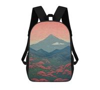 sinyumoney 3D Printed Children's 17inch Japanese Mountain Flower School Backpack High Capacity Travel Book School Bags for Boys Elementary And Middle School Students