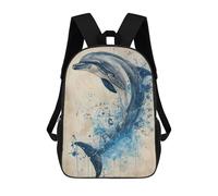 sinyumoney 3D Printed Children's 17inch Leap of The Dolphin School Backpack High Capacity Travel Book School Bags for Boys Elementary And Middle School Students