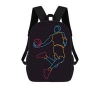 sinyumoney 3D Printed Children's 17inch Line Art Basketball School Backpack High Capacity Travel Book School Bags for Boys Elementary And Middle School Students