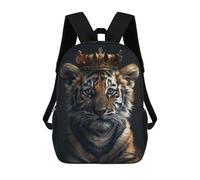 sinyumoney 3D Printed Children's 17inch Little Tiger King School Backpack High Capacity Travel Book School Bags for Boys Elementary And Middle School Students