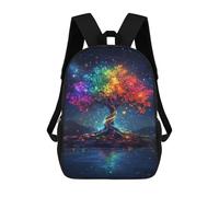 sinyumoney 3D Printed Children's 17inch Magic Colorful Neon Tree School Backpack High Capacity Travel Book School Bags for Boys Elementary And Middle School Students