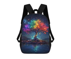 sinyumoney 3D Printed Children's 17inch Magic Colorful Neon Tree School Backpack High Capacity Travel Book School Bags for Boys Elementary And Middle School Students
