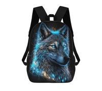 sinyumoney 3D Printed Children's 17inch Magic Frost Wolf School Backpack High Capacity Travel Book School Bags for Boys Elementary And Middle School Students