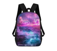 sinyumoney 3D Printed Children's 17inch Magical Ocean Sunset School Backpack High Capacity Travel Book School Bags for Boys Elementary And Middle School Students