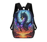 sinyumoney 3D Printed Children's 17inch Majestic Dragon in Fiery Landscape School Backpack High Capacity Travel Book School Bags for Boys Elementary And Middle School Students