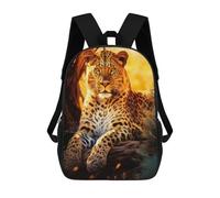 sinyumoney 3D Printed Children's 17inch Majestic Leopard School Backpack High Capacity Travel Book School Bags for Boys Elementary And Middle School Students
