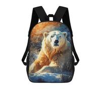 sinyumoney 3D Printed Children's 17inch Majestic Polar Bear School Backpack High Capacity Travel Book School Bags for Boys Elementary And Middle School Students