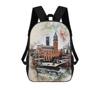 sinyumoney 3D Printed Children's 17inch Manchester Watercolor School Backpack High Capacity Travel Book School Bags for Boys Elementary And Middle School Students