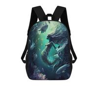 sinyumoney 3D Printed Children's 17inch Mermaid Underwater School Backpack High Capacity Travel Book School Bags for Boys Elementary And Middle School Students