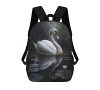 sinyumoney 3D Printed Children's 17inch Misty Pond Swan Reflection School Backpack High Capacity Travel Book School Bags for Boys Elementary And Middle School Students