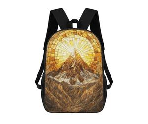 sinyumoney 3D Printed Children's 17inch Mountain Peak Gold Mosaic School Backpack High Capacity Travel Book School Bags for Boys Elementary And Middle School Students