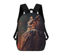 sinyumoney 3D Printed Children's 17inch Mystic Owl Gaze School Backpack High Capacity Travel Book School Bags for Boys Elementary And Middle School Students