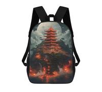 sinyumoney 3D Printed Children's 17inch Mystical Night Japan School Backpack High Capacity Travel Book School Bags for Boys Elementary And Middle School Students