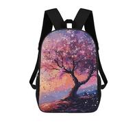 sinyumoney 3D Printed Children's 17inch Natural Japan Tree School Backpack High Capacity Travel Book School Bags for Boys Elementary And Middle School Students