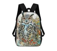 sinyumoney 3D Printed Children's 17inch Owl Wildlife School Backpack High Capacity Travel Book School Bags for Boys Elementary And Middle School Students