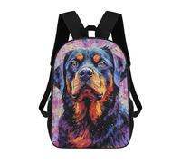 sinyumoney 3D Printed Children's 17inch Palette Rotweiler Painting School Backpack High Capacity Travel Book School Bags for Boys Elementary And Middle School Students